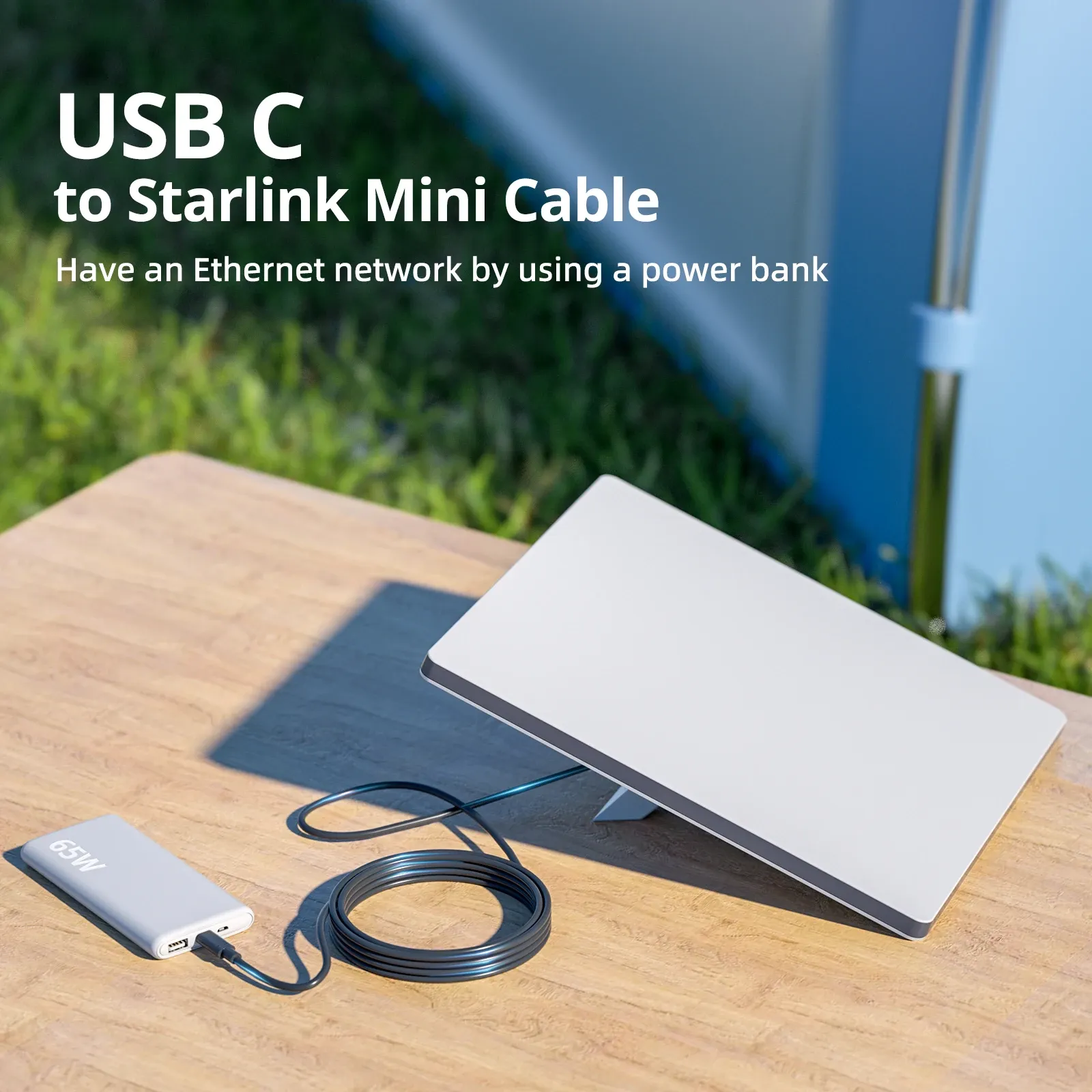 Câble d'alimentation étanche pour Starlink Mini, câble USB-C vers CC, entrée 100 W (2 m / 6,6 pieds) 3
