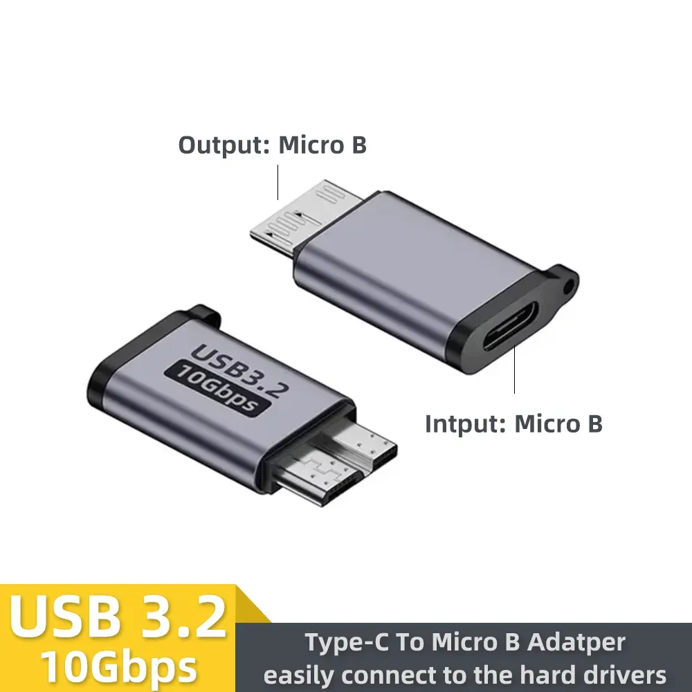 Adaptateur USB-C 3.0 Micro-B mâle vers USB-C femelle, connecteur USB-C vers Micro-B pour ordinateur portable, boîtier de disque dur externe Samsung S5
