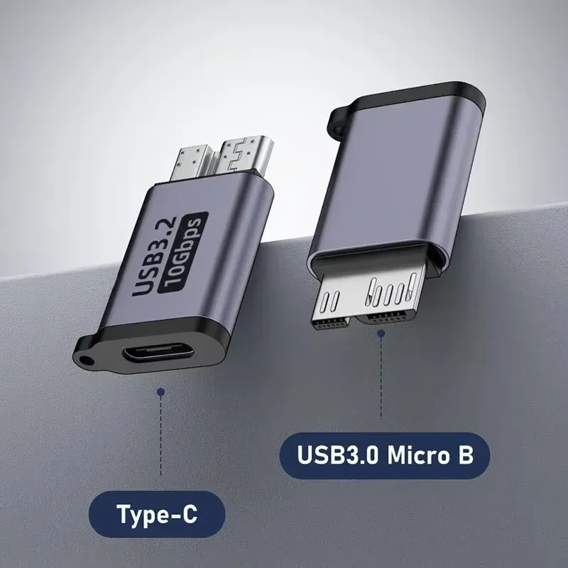 Adaptateur USB-C 3.0 Micro-B mâle vers USB-C femelle, connecteur USB-C vers Micro-B pour ordinateur portable, boîtier de disque dur externe Samsung S5 2