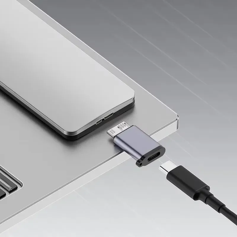 Adaptateur USB-C 3.0 Micro-B mâle vers USB-C femelle, connecteur USB-C vers Micro-B pour ordinateur portable, boîtier de disque dur externe Samsung S5 3