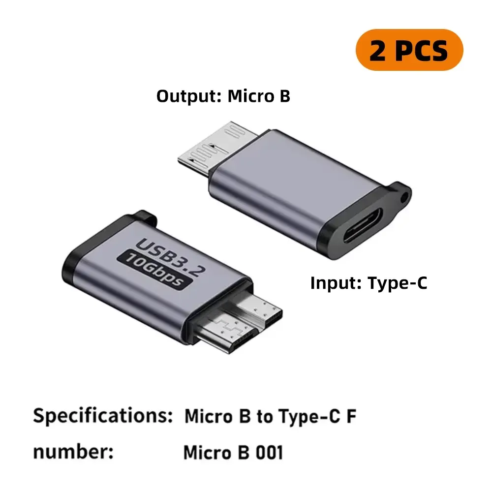 Adaptateur USB-C 3.0 Micro-B mâle vers USB-C femelle, connecteur USB-C vers Micro-B pour ordinateur portable, boîtier de disque dur externe Samsung S5 7