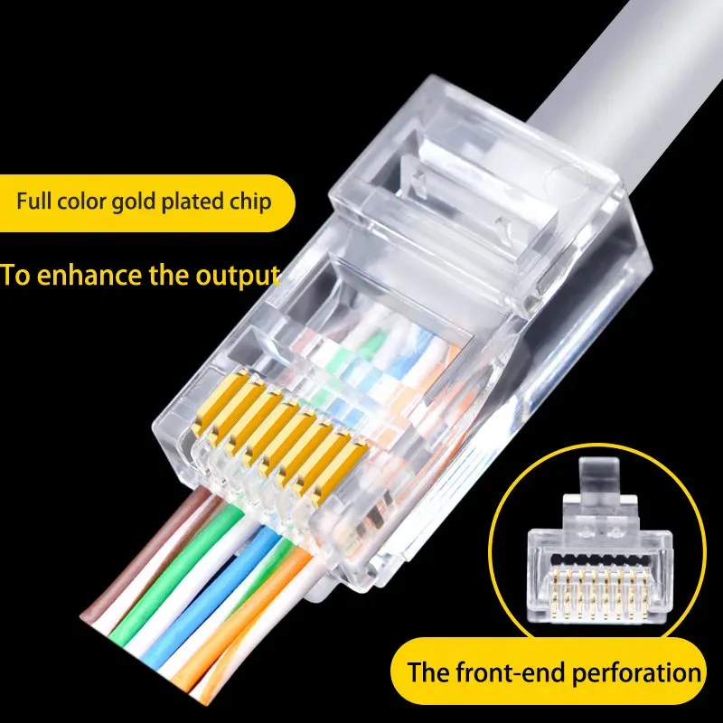 Connecteurs de passage RJ45 CAT6 CAT5e plaqués or