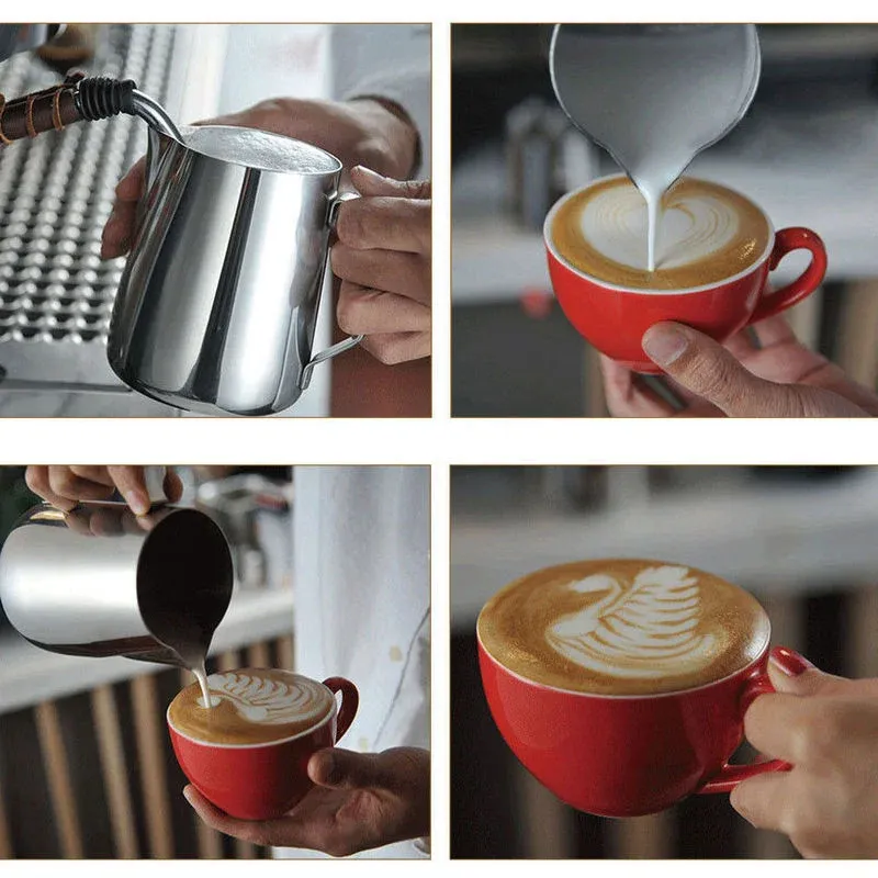 Pichet à lait en acier inoxydable 100, 350 et 600 ml, pour mousse et café latte 2