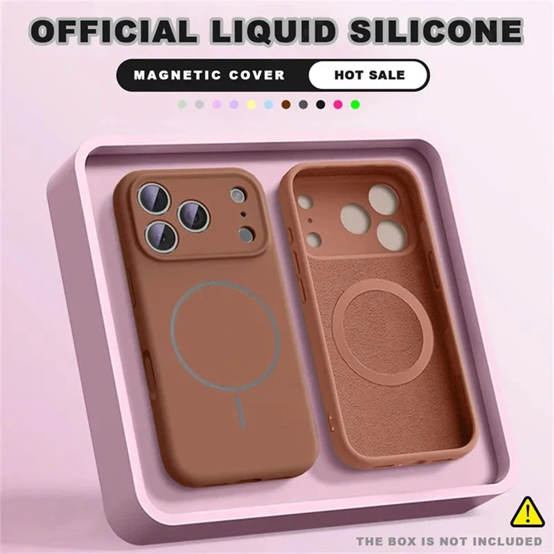 Coque de téléphone en silicone liquide pour iPhone 18, 17, 16, 15, 14, 13, 12 Pro Max, Plus et Air, compatible MagSafe et recharge sans fil 14