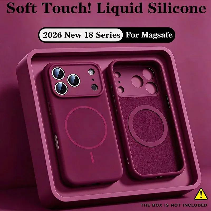 Coque de téléphone en silicone liquide pour iPhone 18, 17, 16, 15, 14, 13, 12 Pro Max, Plus et Air, compatible MagSafe et recharge sans fil 16