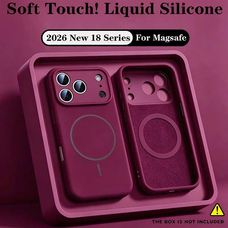 Coque de téléphone en silicone liquide pour iPhone 18, 17, 16, 15, 14, 13, 12 Pro Max, Plus et Air, compatible MagSafe et recharge sans fil 17
