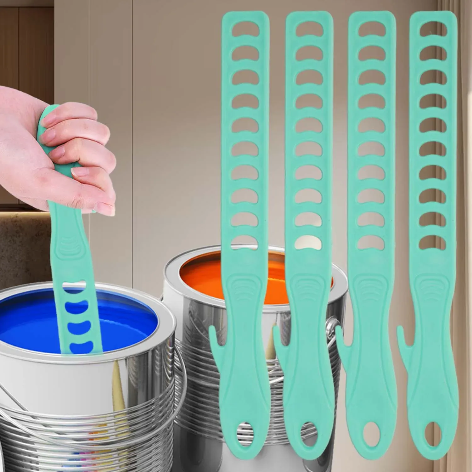Ensemble d'agitateurs de peinture en plastique réutilisables et légers pour travaux de rénovation 6