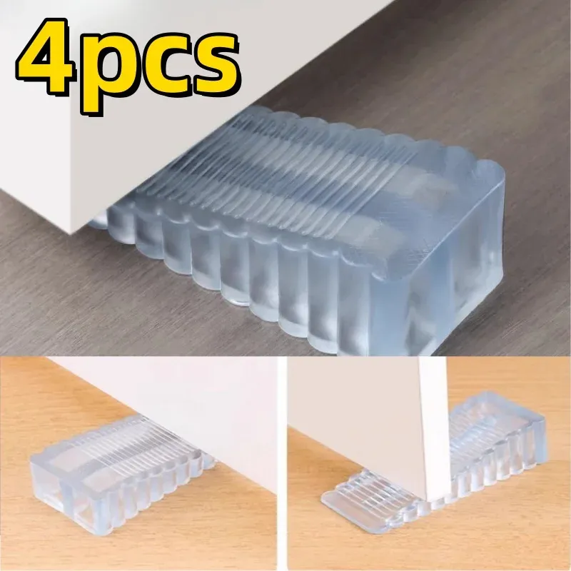 Lot de 4 butées de porte transparentes anti-collision pour salon, chambre, salle de bain et bureau