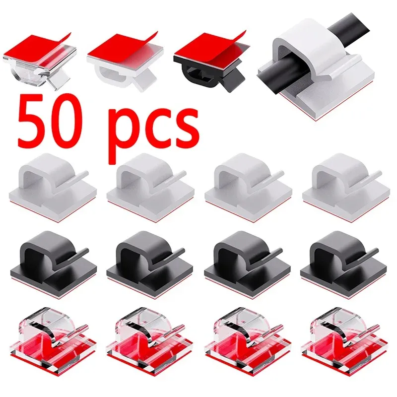 Organiseur de câbles adhésifs, clips pour câbles USB, clips adhésifs de gestion des câbles, support de rangement pour câbles de chargement de bureau et de maison 1