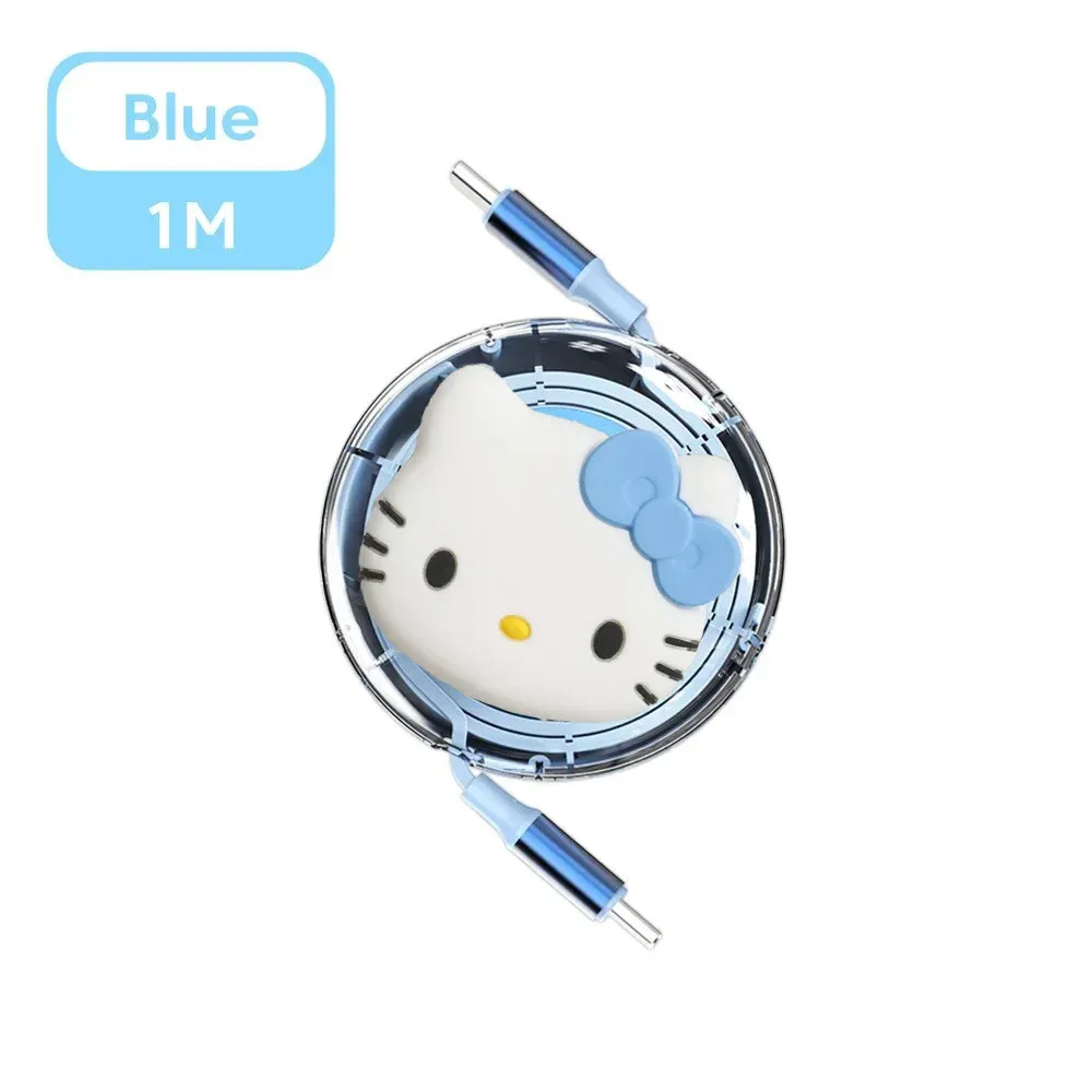 Câble rétractable Sanrio Hello Kitty PD 100 W USB-C vers USB-C à charge rapide pour iPhone 15 et Huawei 7