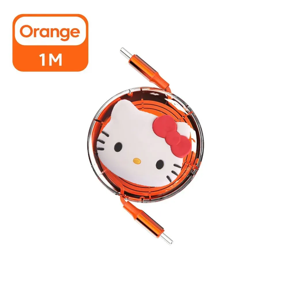 Câble rétractable Sanrio Hello Kitty PD 100 W USB-C vers USB-C à charge rapide pour iPhone 15 et Huawei 9