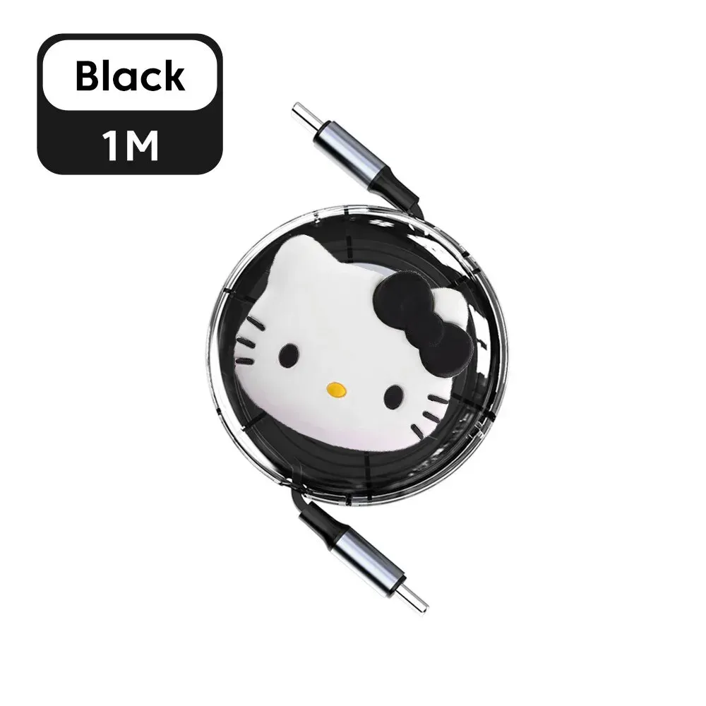 Câble rétractable Sanrio Hello Kitty PD 100 W USB-C vers USB-C à charge rapide pour iPhone 15 et Huawei 10