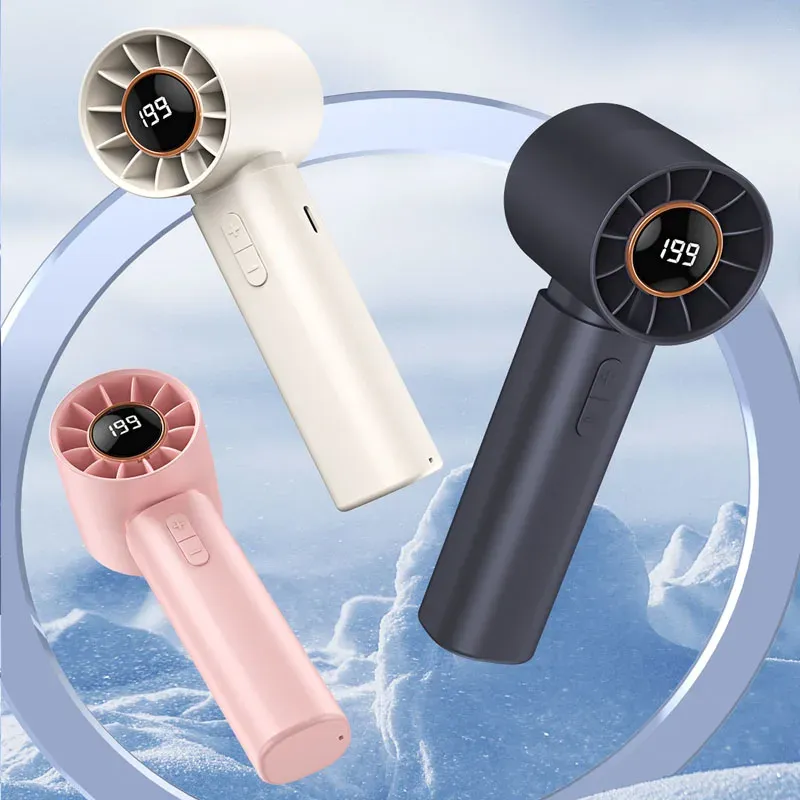 Mini ventilateur portable pliable haute vitesse à affichage numérique, rechargeable par USB - Image 1