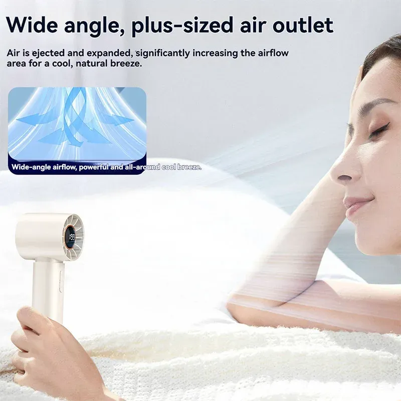 Mini ventilateur portable pliable haute vitesse à affichage numérique, rechargeable par USB 2