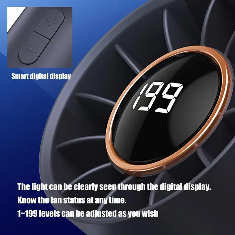 Mini ventilateur portable pliable haute vitesse à affichage numérique, rechargeable par USB 5