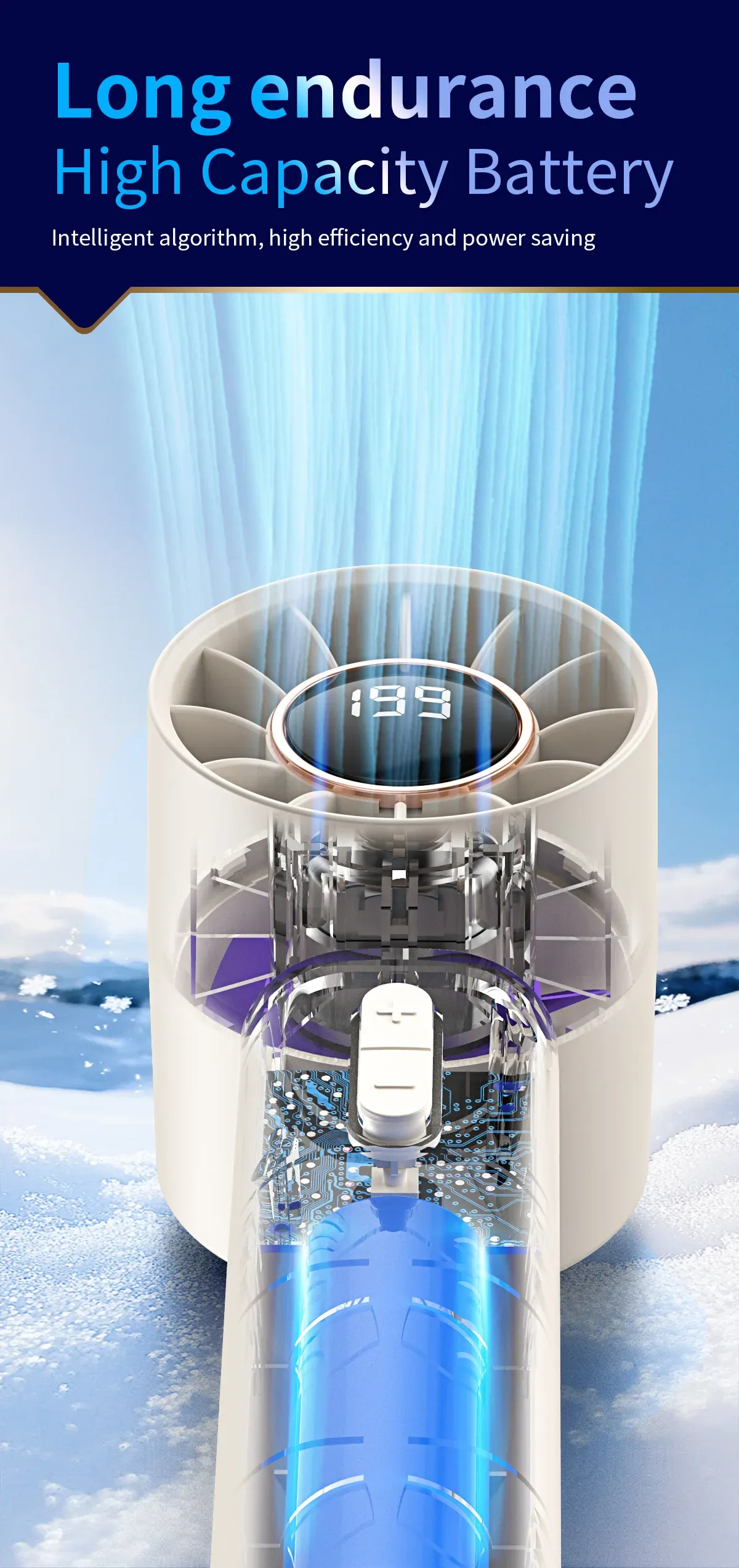 Ventilateur de poche en mouvement