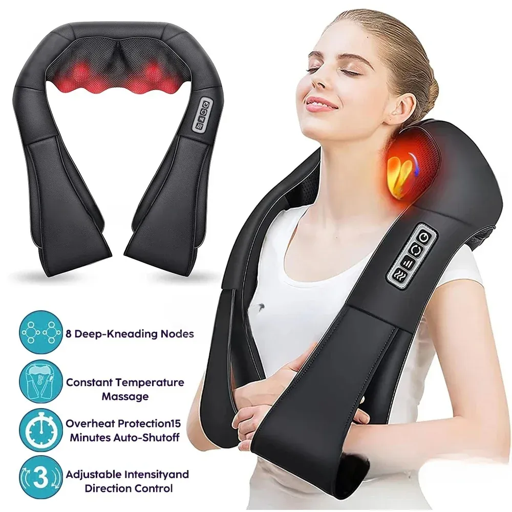 Masseur Shiatsu électrique en forme de U avec chaleur pour le cou, les épaules et le dos