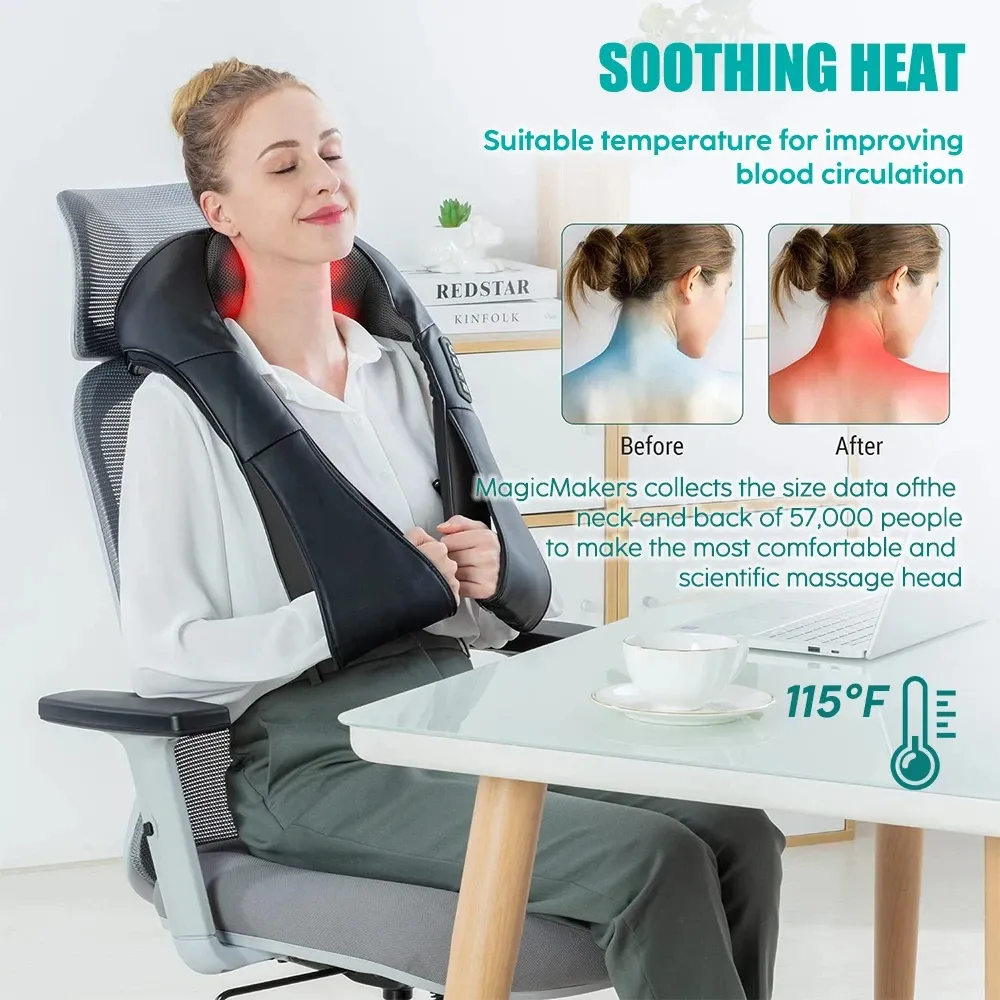 Masseur Shiatsu électrique en forme de U avec chaleur pour le cou, les épaules et le dos 2