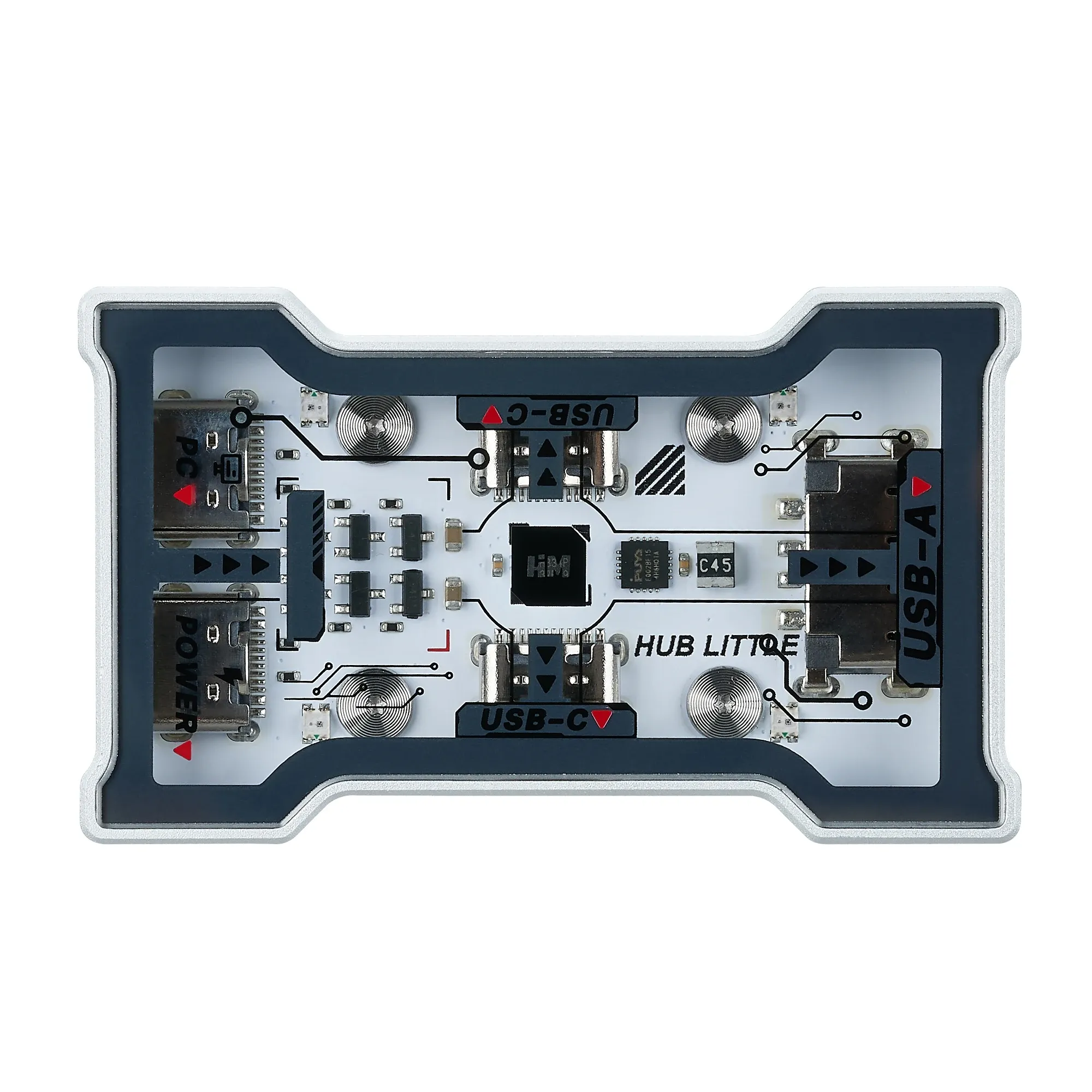 HMLAB Hub-little Gaming – Hub USB 1 entrée, 3 sorties, station d'extension portable pour ordinateur de bureau, cadre en aluminium et double coque en verre, HMHUB 6