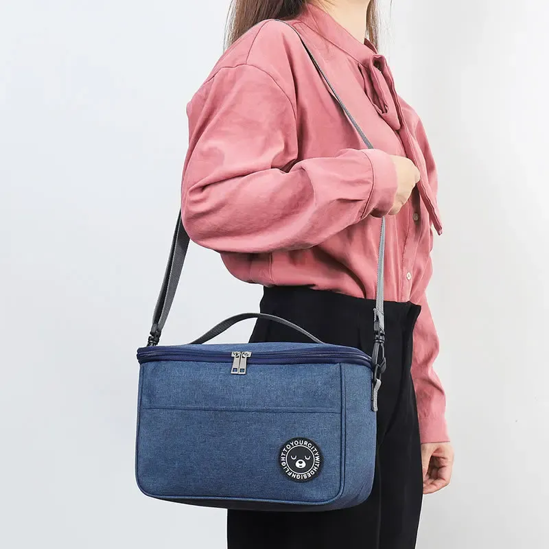 Sac à lunch isotherme carré en aluminium épais, boîte à bento portable, sac thermique pour garder les aliments au chaud ou au froid pour pique-nique 4