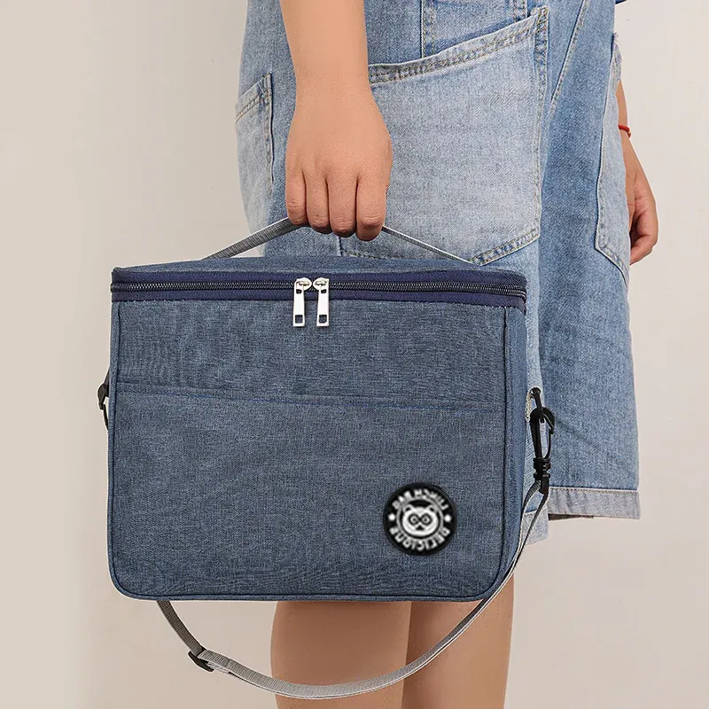 Sac à lunch isotherme carré en aluminium épais, boîte à bento portable, sac thermique pour garder les aliments au chaud ou au froid pour pique-nique 5