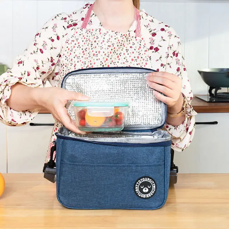 Sac à lunch isotherme carré en aluminium épais, boîte à bento portable, sac thermique pour garder les aliments au chaud ou au froid pour pique-nique 6