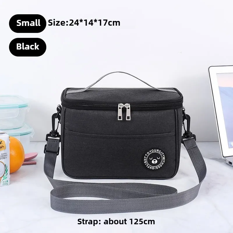 Sac à lunch isotherme carré en aluminium épais, boîte à bento portable, sac thermique pour garder les aliments au chaud ou au froid pour pique-nique 17