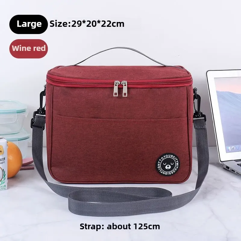 Sac à lunch isotherme carré en aluminium épais, boîte à bento portable, sac thermique pour garder les aliments au chaud ou au froid pour pique-nique 18