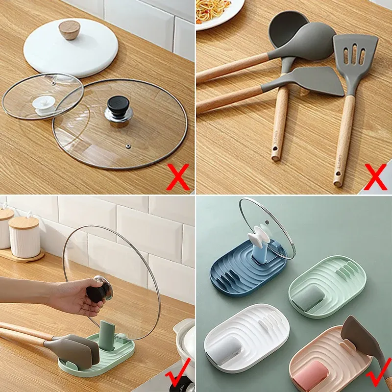 Support pliable pour couvercles de casseroles, organisateur de cuisine, rangement pour pelles, égouttoir, support de séchage pour évier, gain de place, accessoires de cuisine 6