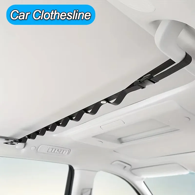 Corde à linge multifonctionnelle pour voiture avec crochets de fixation pour sièges arrière