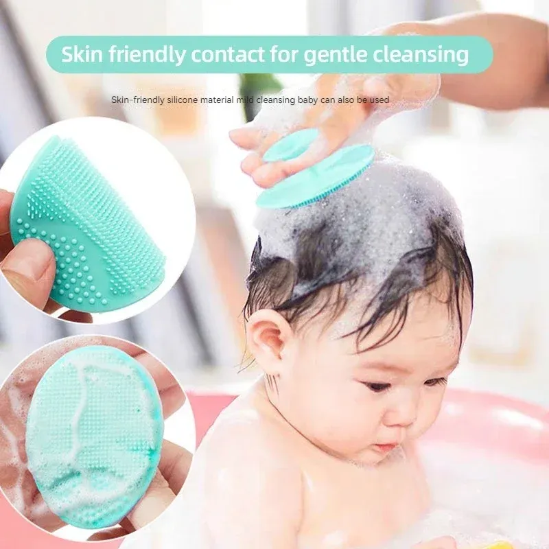 Brosse de nettoyage du visage en silicone, nettoyage des pores, brosse de bain et de shampoing pour bébé, à poils doux, peigne rond, usage domestique 2
