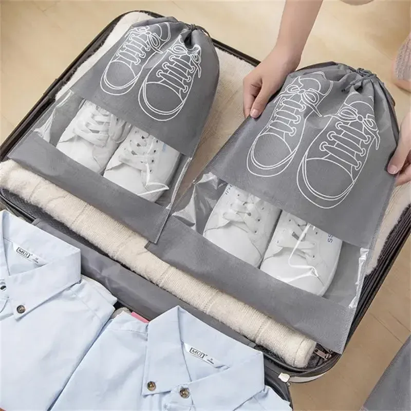 Sac de rangement pour chaussures en non-tissé, lot de 5 ou 10 pièces, organisateur de placard portable pour voyage, pochette étanche pour vêtements 4