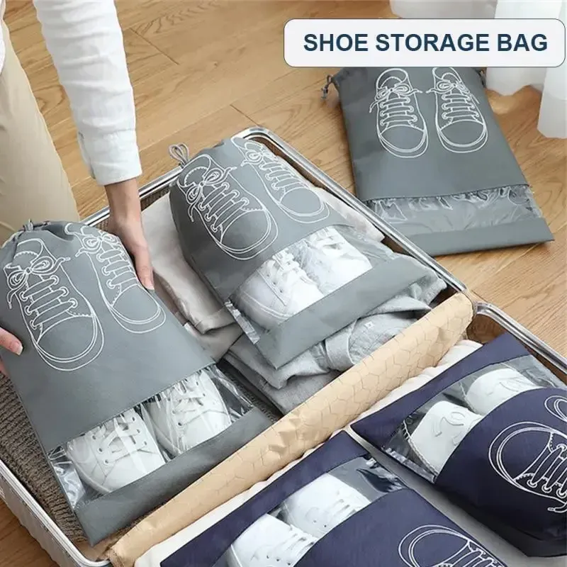 Sac de rangement pour chaussures en non-tissé, lot de 5 ou 10 pièces, organisateur de placard portable pour voyage, pochette étanche pour vêtements 6