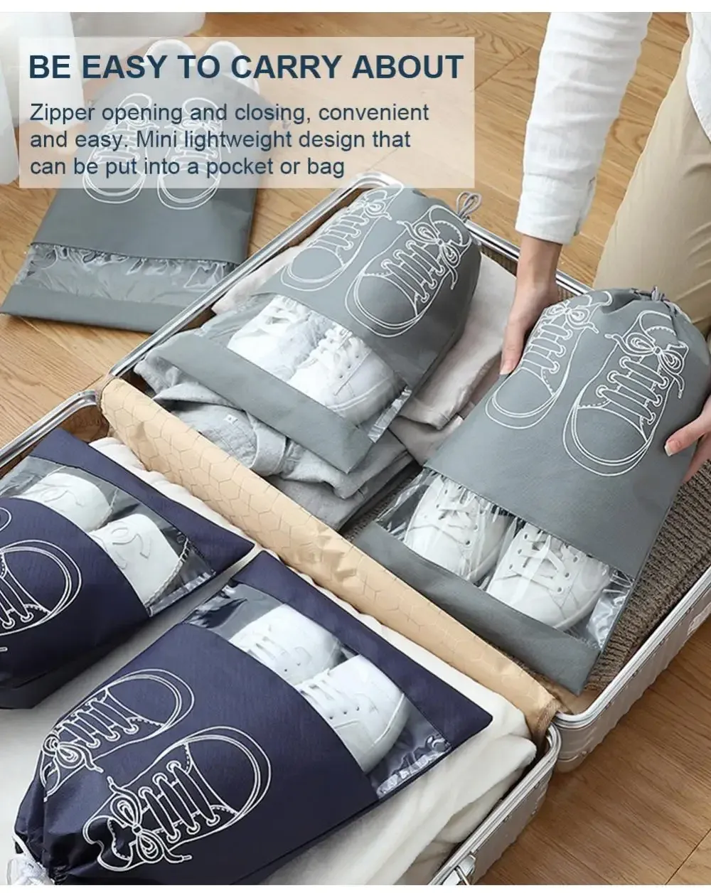 Organisation des chaussures dans le sac de rangement
