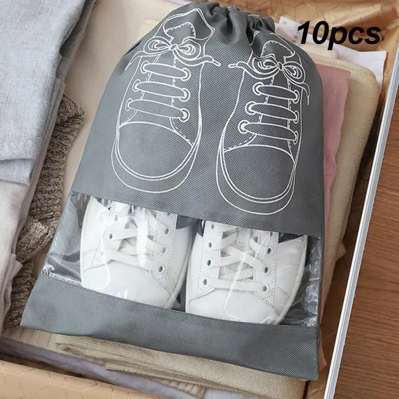 Sac de rangement pour chaussures en non-tissé, lot de 5 ou 10 pièces, organisateur de placard portable pour voyage, pochette étanche pour vêtements 8