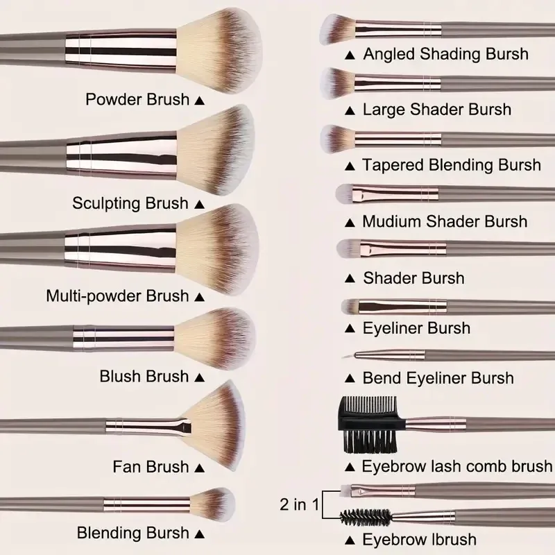 Ensemble de pinceaux de maquillage premium, doux et moelleux, pour fond de teint, fard à paupières et blush, 3 à 20 pièces 2