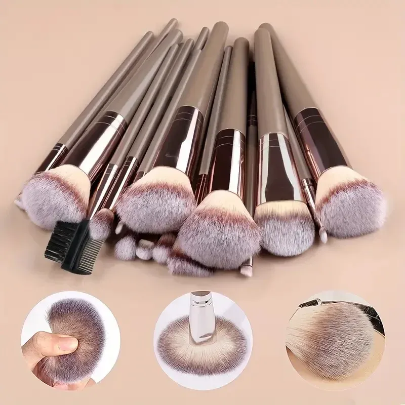 Ensemble de pinceaux de maquillage premium, doux et moelleux, pour fond de teint, fard à paupières et blush, 3 à 20 pièces 3