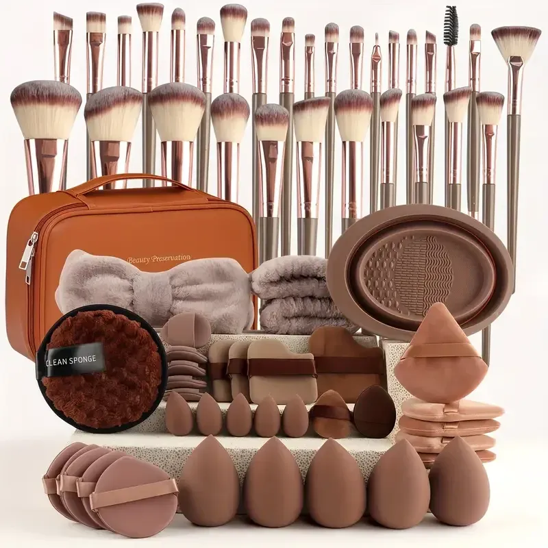 Ensemble de pinceaux de maquillage premium, doux et moelleux, pour fond de teint, fard à paupières et blush, 3 à 20 pièces - Image 1
