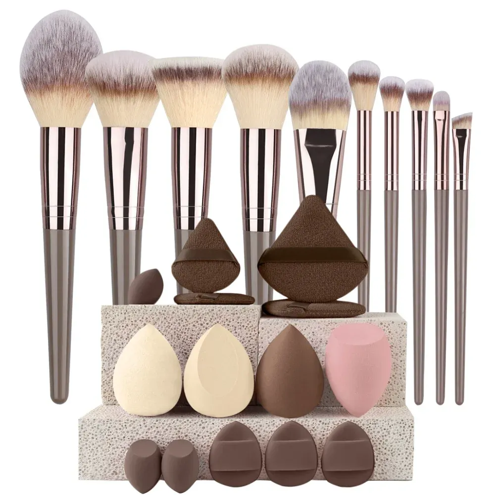 Ensemble de pinceaux de maquillage premium, doux et moelleux, pour fond de teint, fard à paupières et blush, 3 à 20 pièces 19