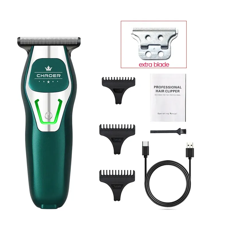 Tondeuse à cheveux professionnelle pour homme, rechargeable, lame électrique 0 mm, tondeuse à barbe et rasoir 10