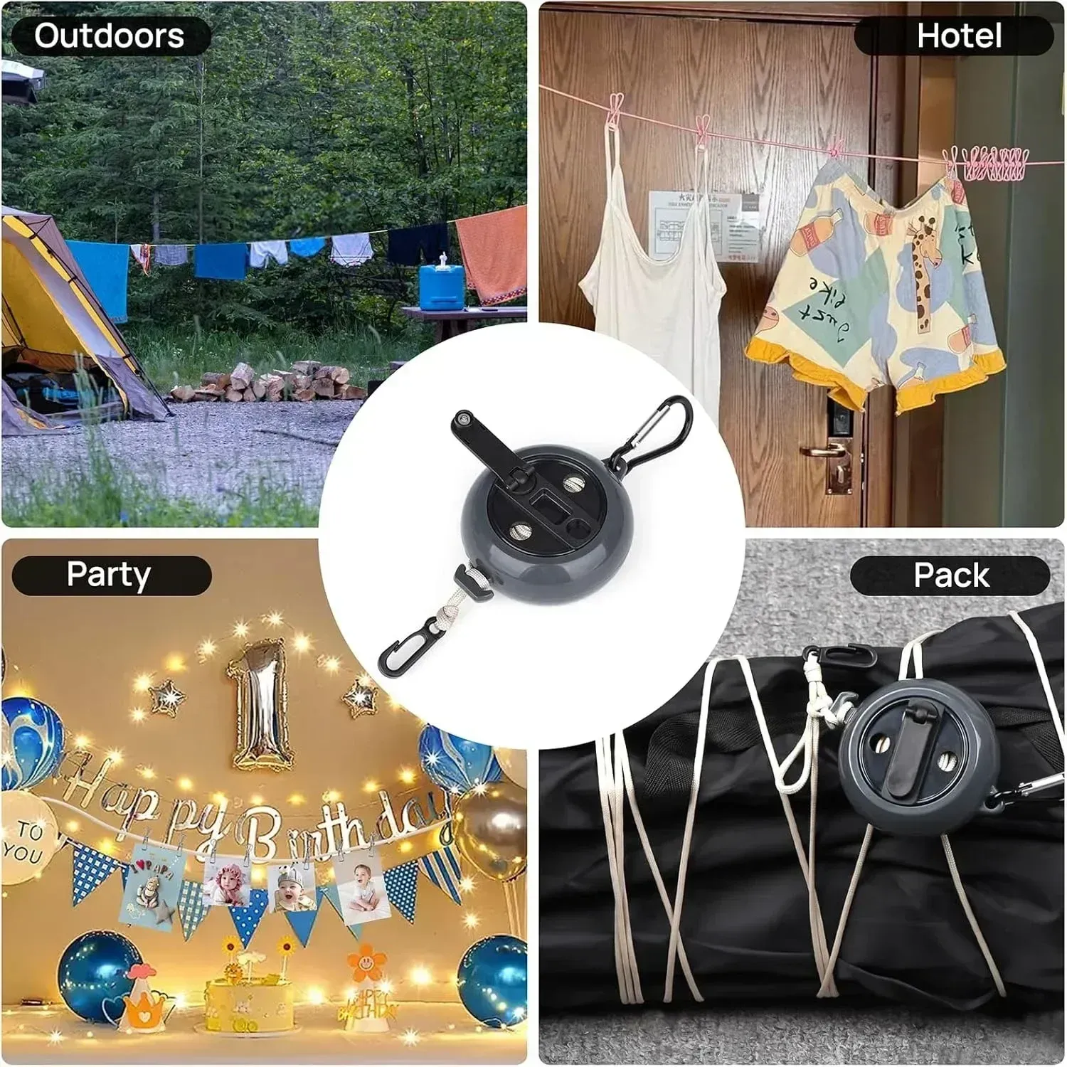 CZHIYAO Corde à linge de voyage portable et réglable, 10 m, pour camping, hôtel et randonnée 6