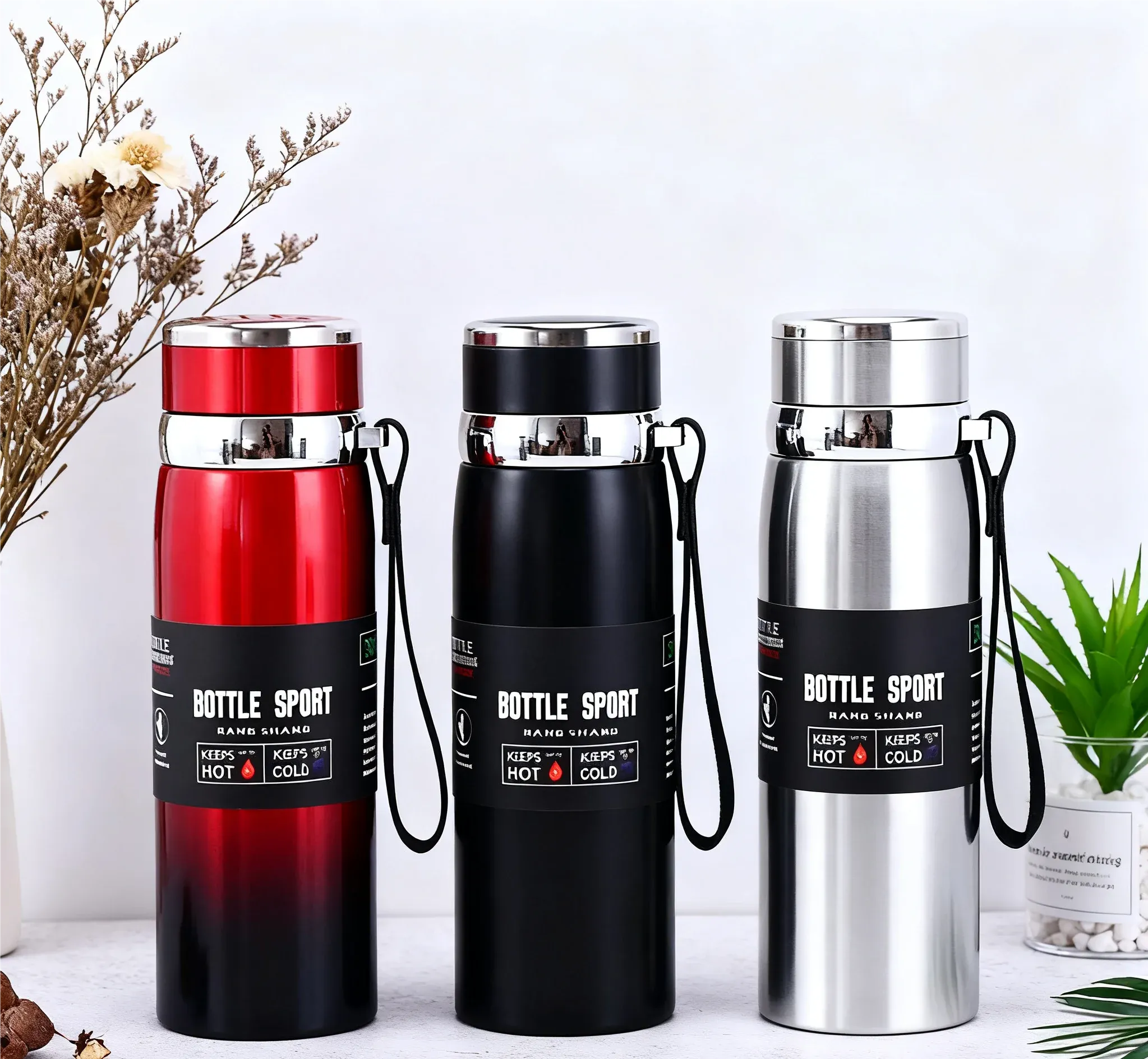 Bouteille thermos en acier inoxydable 1 L, isotherme, pour eau, thé et café