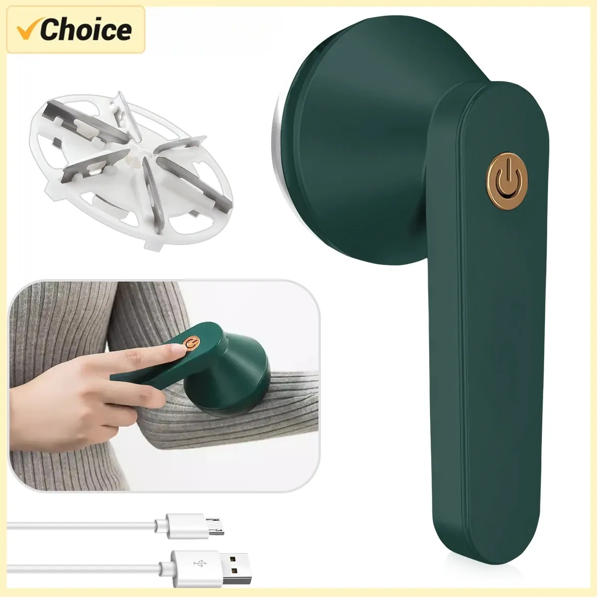 Rasoir anti-bouloches électrique pour vêtements, tondeuse à peluches rechargeable USB, portable, avec lames amovibles et poignée