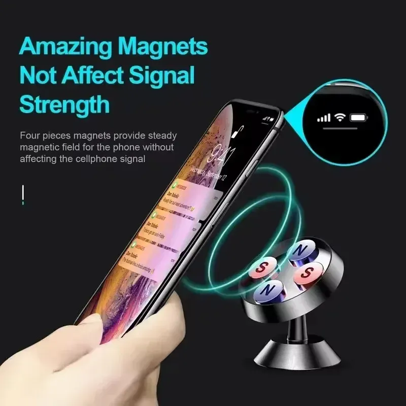 Support magnétique de voiture pour téléphone portable, compatible iPhone 15/13/12 Pro, Xiaomi, Huawei, Samsung et OnePlus 4