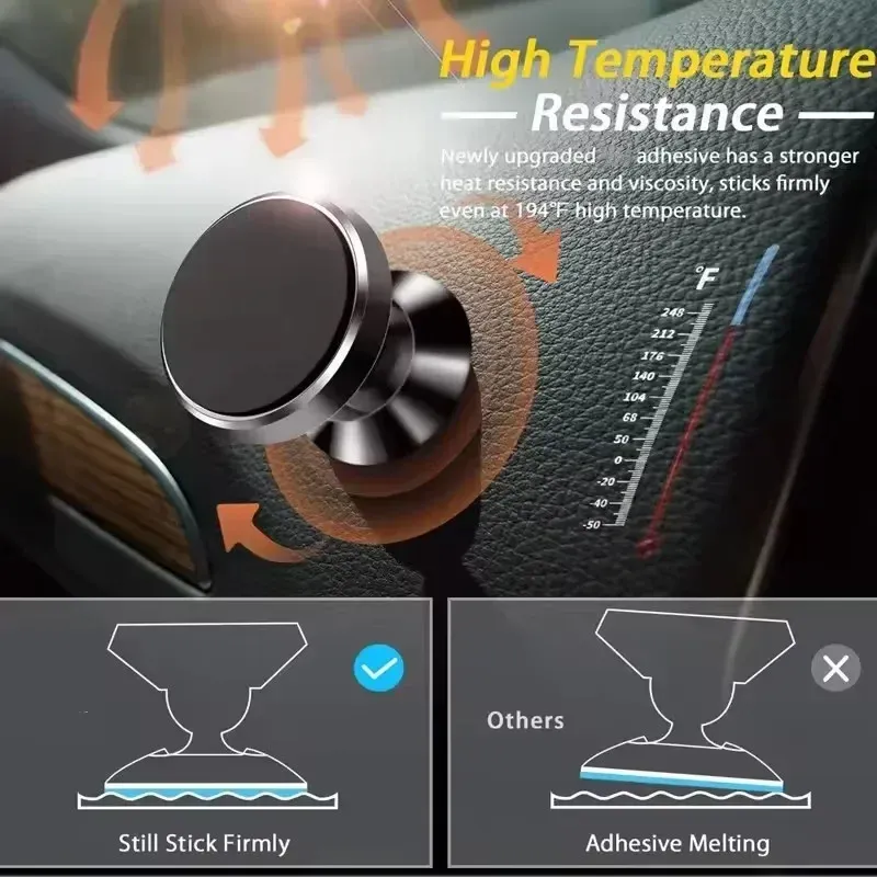 Support magnétique de voiture pour téléphone portable, compatible iPhone 15/13/12 Pro, Xiaomi, Huawei, Samsung et OnePlus 5