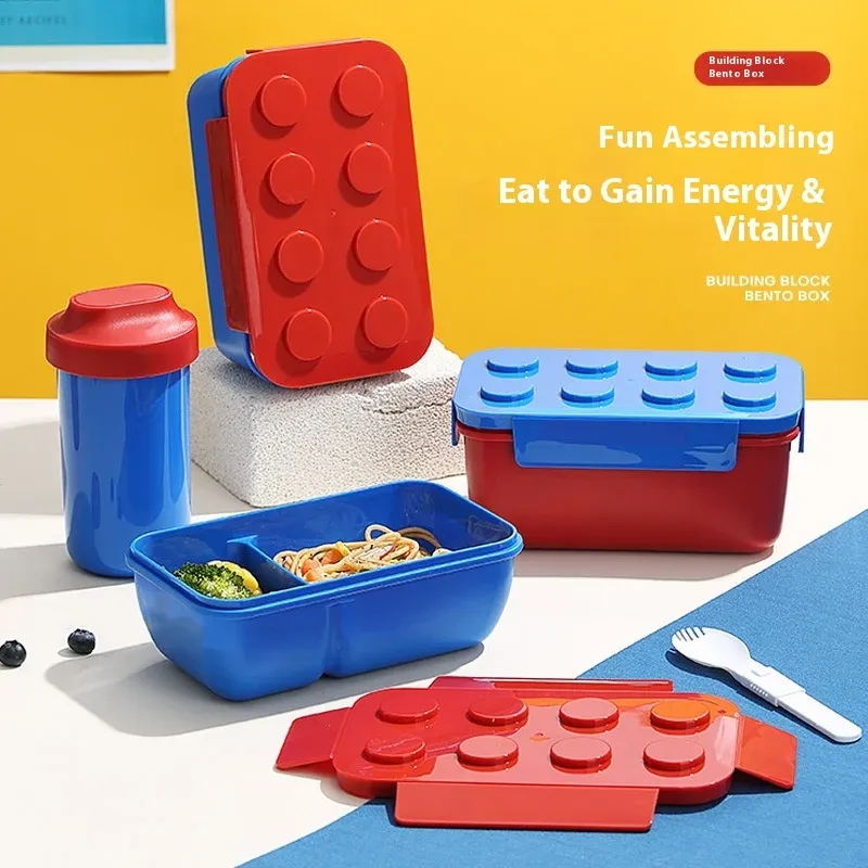 Boîte à déjeuner créative scellée avec blocs de construction colorés, boîte Bento pour enfants et étudiants, boîte à salade de fruits portable pour pique-nique en plein air - Image 1
