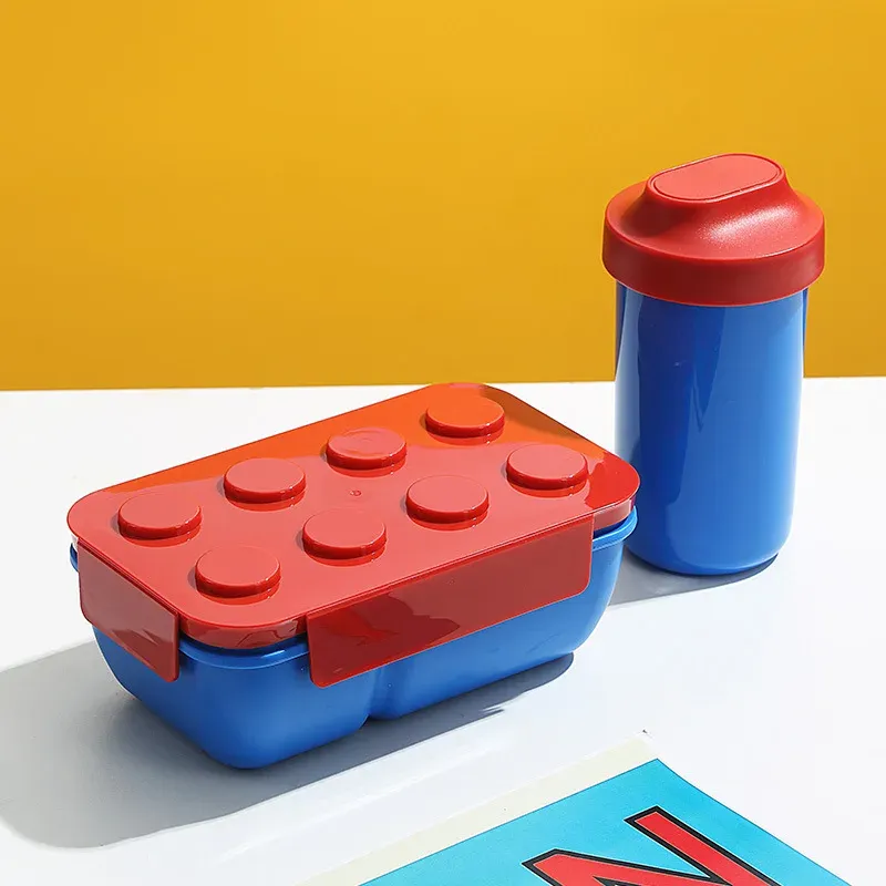Boîte à déjeuner créative scellée avec blocs de construction colorés, boîte Bento pour enfants et étudiants, boîte à salade de fruits portable pour pique-nique en plein air 9