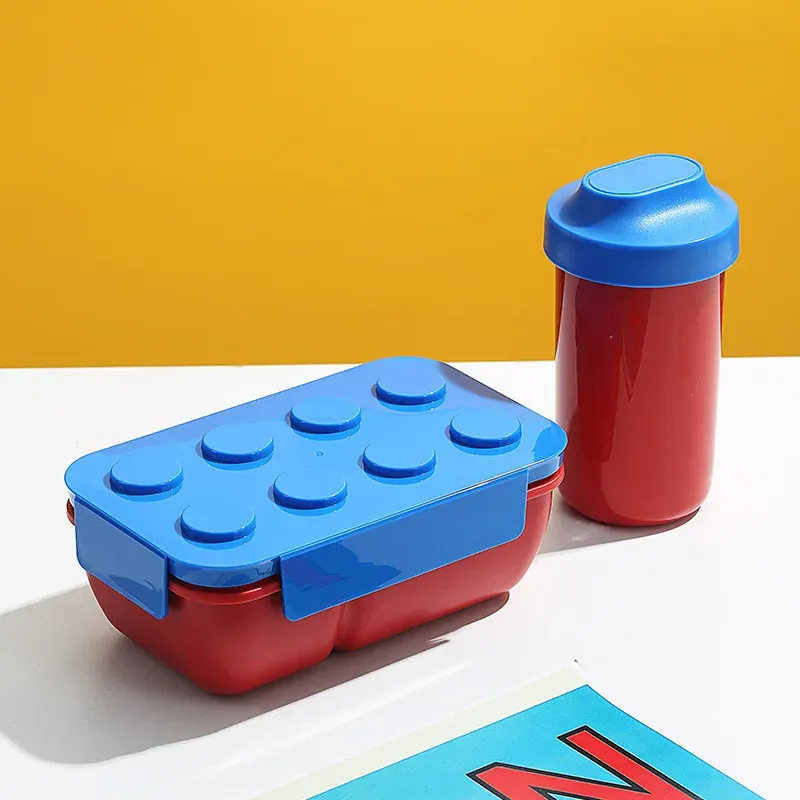 Boîte à déjeuner créative scellée avec blocs de construction colorés, boîte Bento pour enfants et étudiants, boîte à salade de fruits portable pour pique-nique en plein air 11