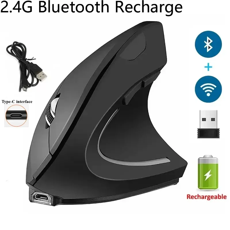 Souris de jeu ergonomique verticale sans fil rechargeable 2,4 GHz 9
