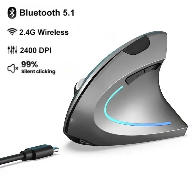 Souris de jeu ergonomique verticale sans fil rechargeable 2,4 GHz 10